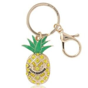 Juicy Couture Crystal Pineapple Keychain Bag Charm NEW
